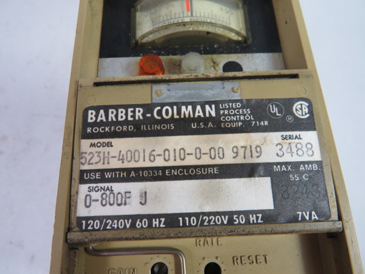 Barber Colman 523H-40016-010-0-00 Solid State Controller 0-800F USED