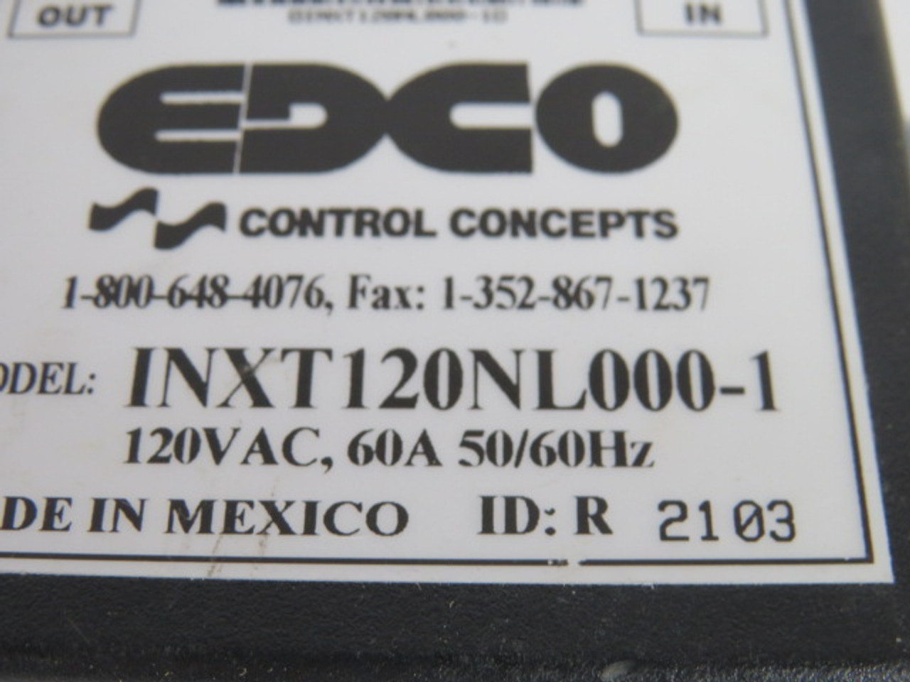 Edco INXT120NL000-1 Surge Protector 120VAC 60A 50/60HZ USED