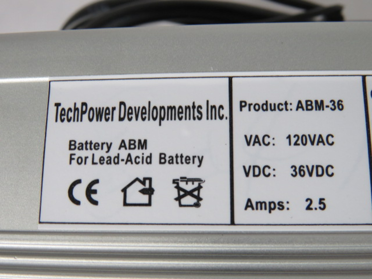 Techpower Developments ABM-36 Acid Battery Charger 120VAC 36VDC 2.5A ! NEW !