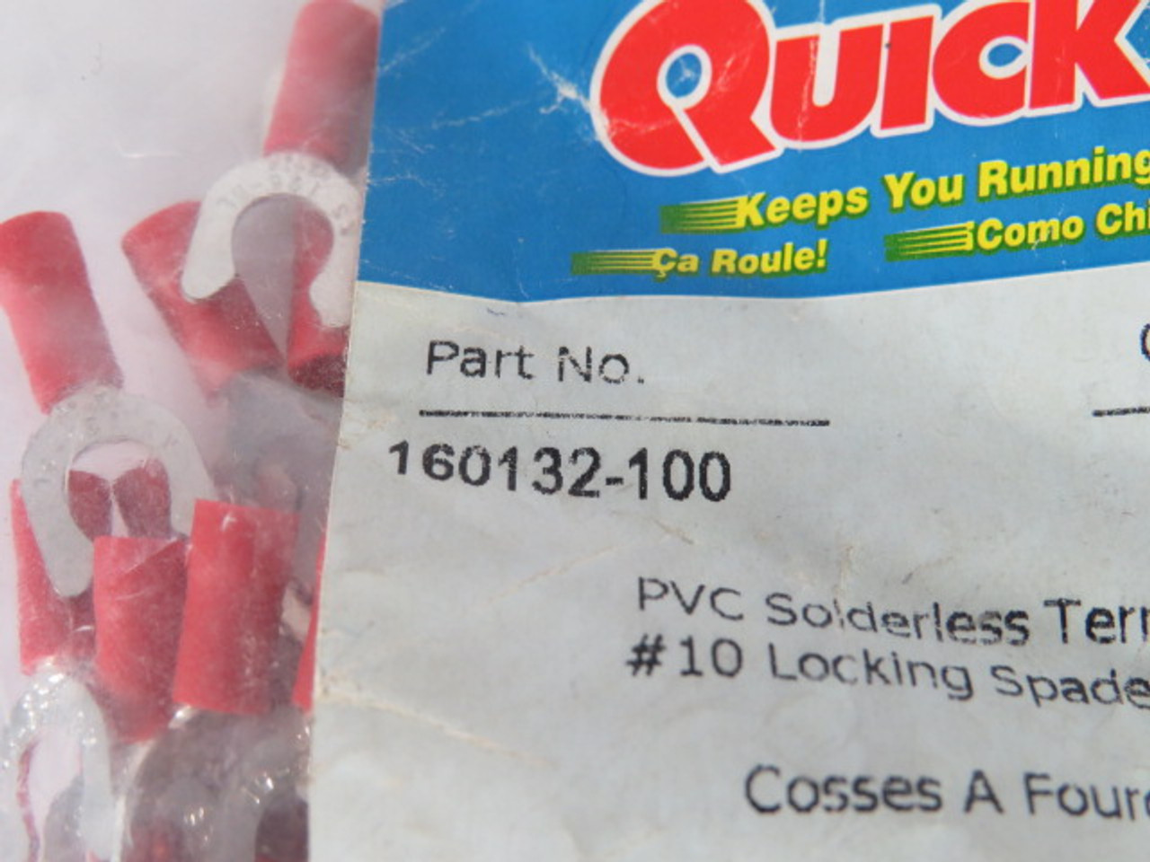 Quick Cable 160132-100 PVC Solderless Terminals #10 Locking Spade 22-18 ! NWB !