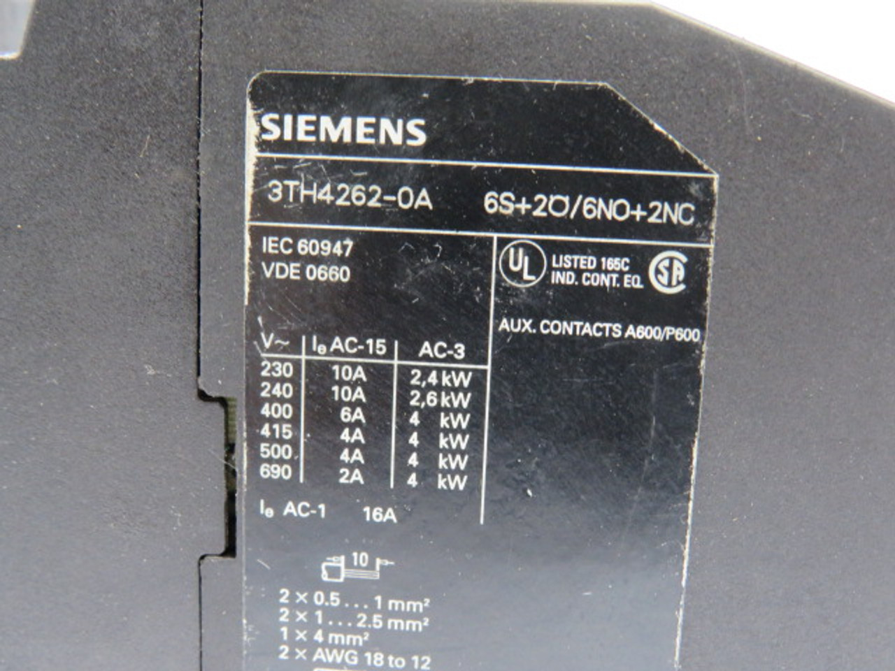 Siemens 3TH4262-0AK6 Contactor Relay 110/120V 50/60Hz USED