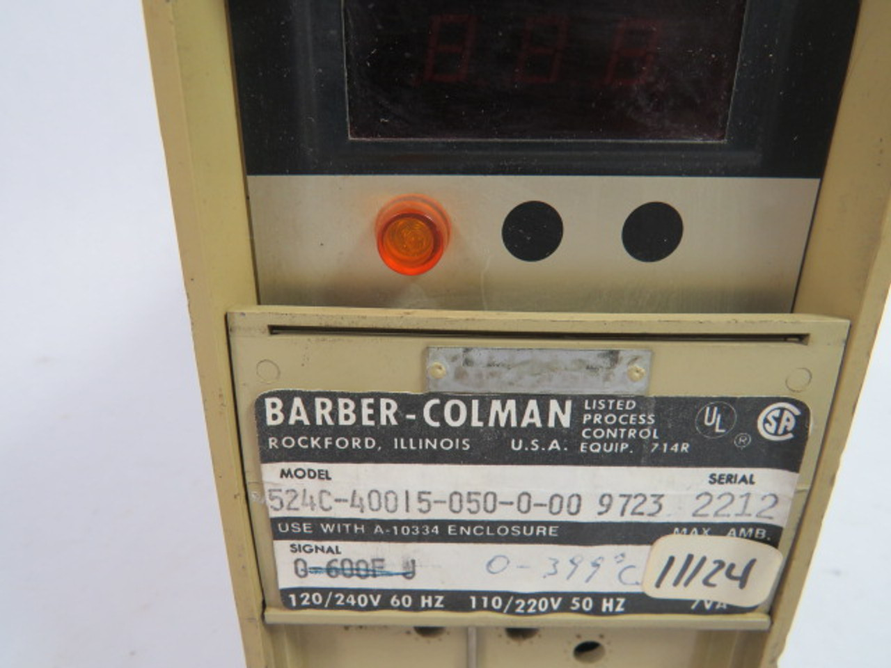Barber Colman 524C-40015-050-0-00 Solid State Controller 0-399F USED