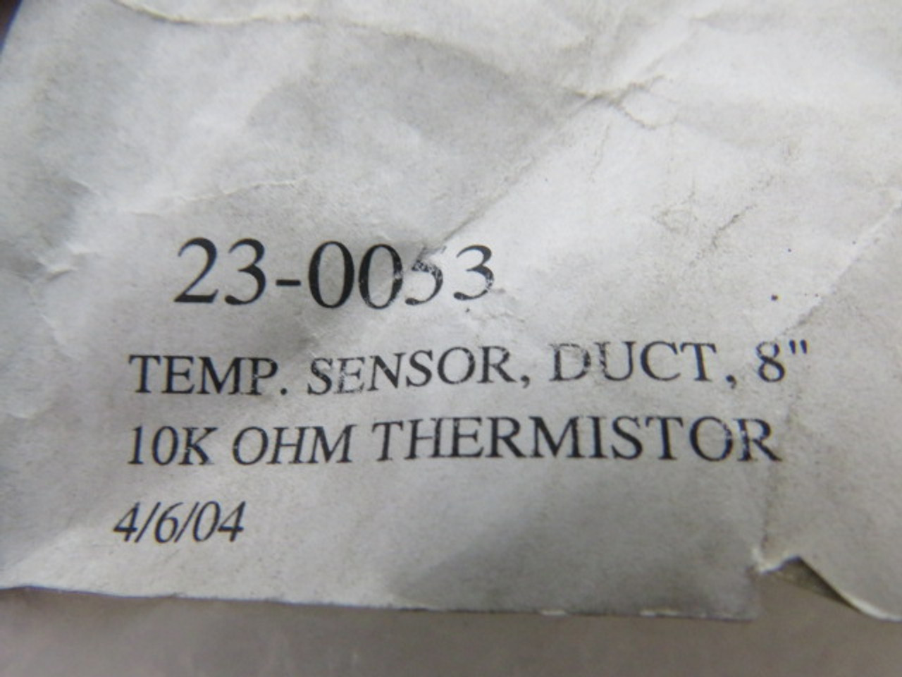 Micro Thermo 23-0053 Black Duct Temperature Sensor 8" 10KOHM Thermistor USED