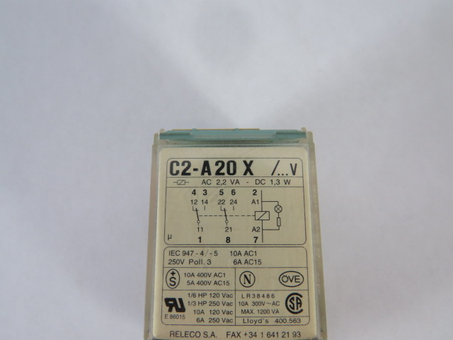 Releco C2-A20X/AC240V Relay 240VAC 60HZ 8-Pin USED