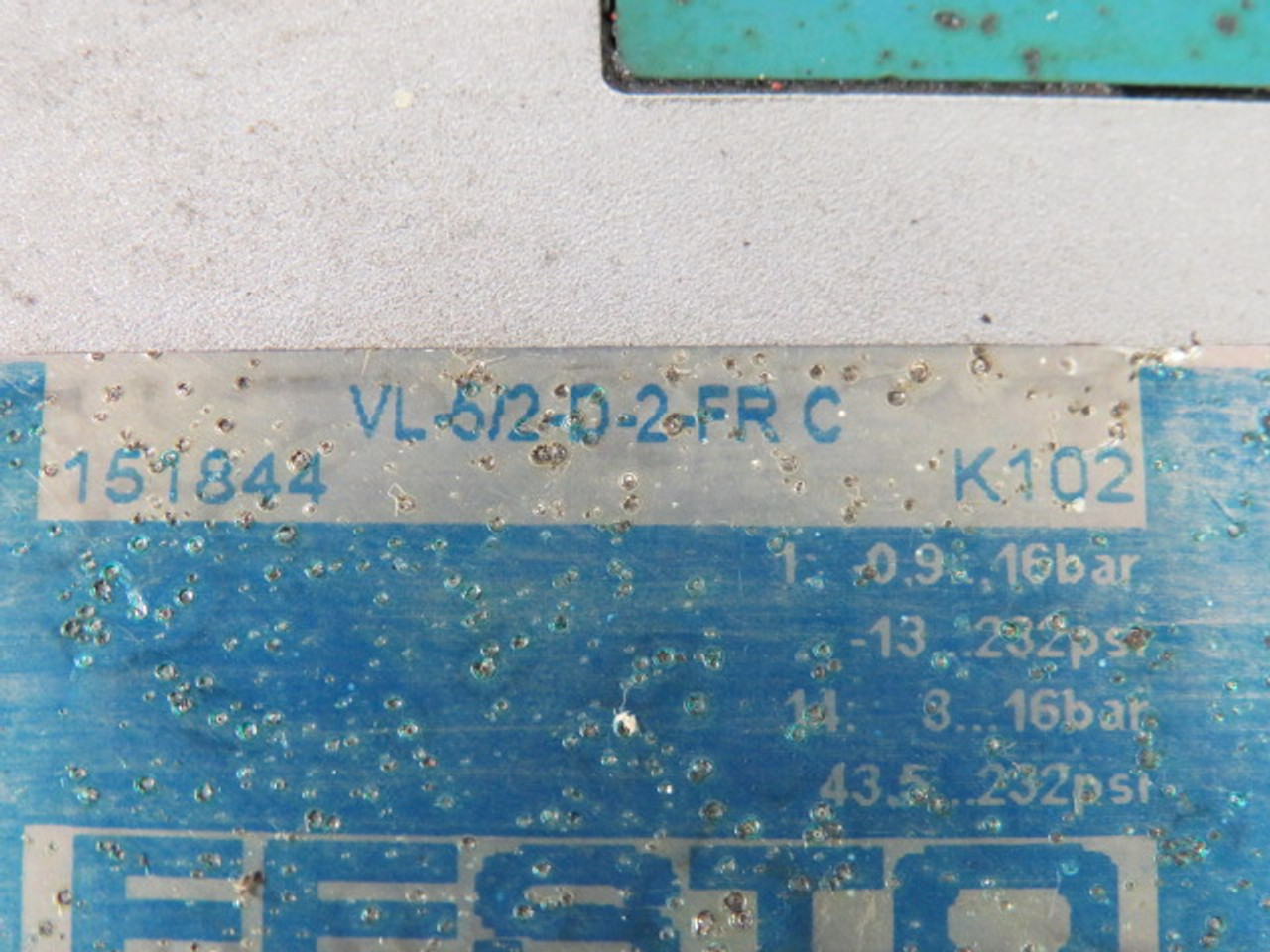 Festo VL-5/2-D-2-FR-C Pneumatic Valve 0.9-16Bar 13-232PSI  USED
