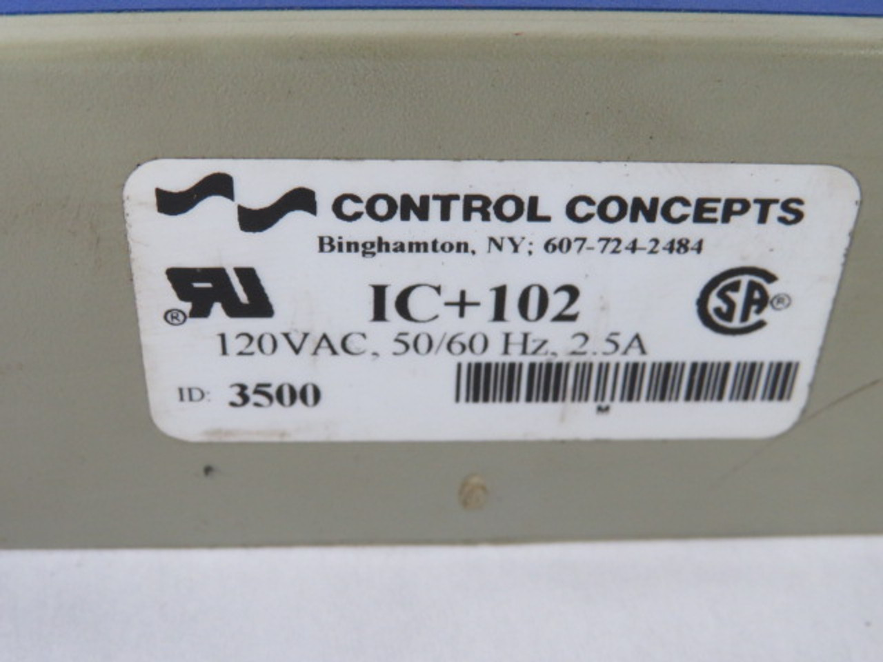 Control Concepts IC+102 Active Tracking Filter 2.5A 1Ph 120VAC 50/60Hz  USED