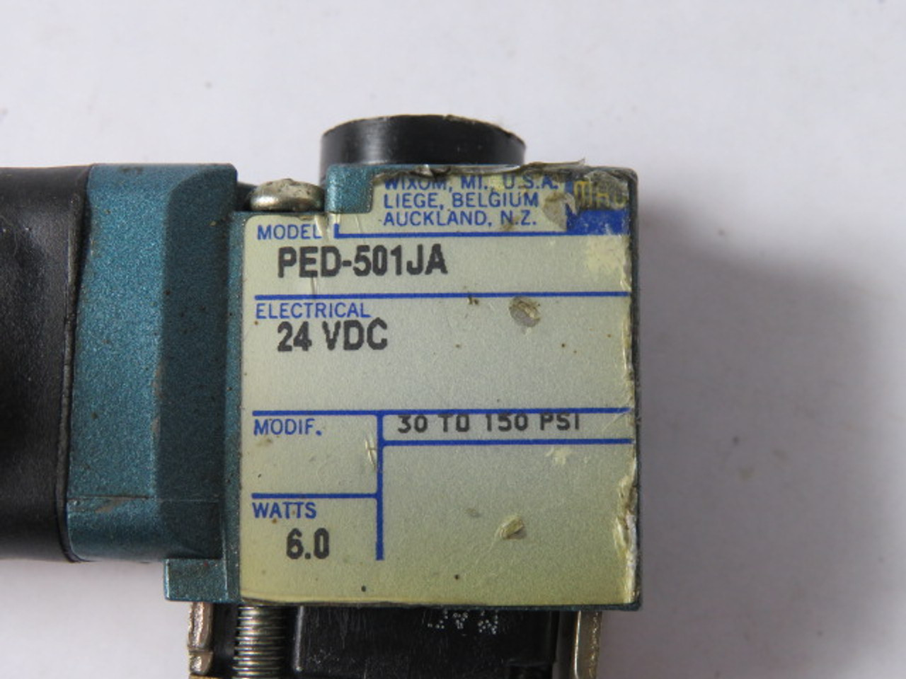 Mac PED-501JA Pilot Valve 24VDC 6.0W 30-150PSI USED