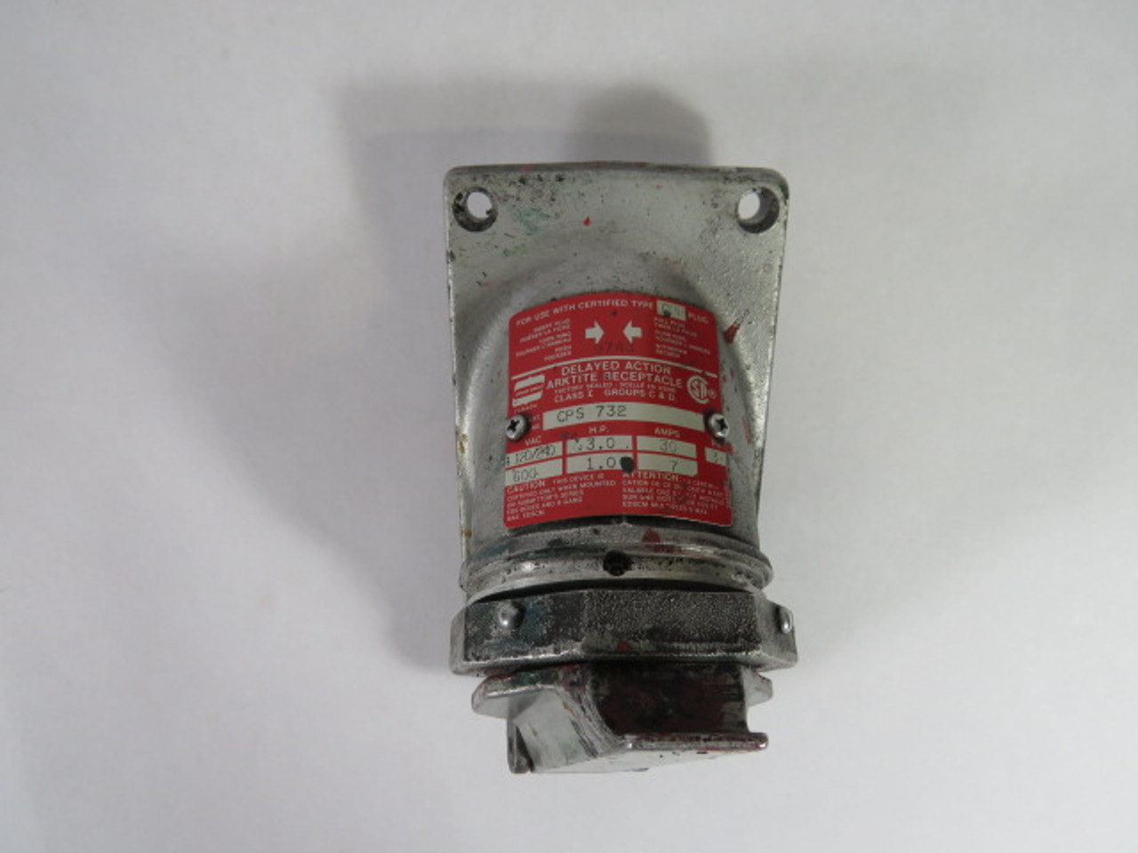 Crouse-Hinds CPS-732 Delayed Action Arktite Receptacle 120/240VAC 30A ! AS IS !