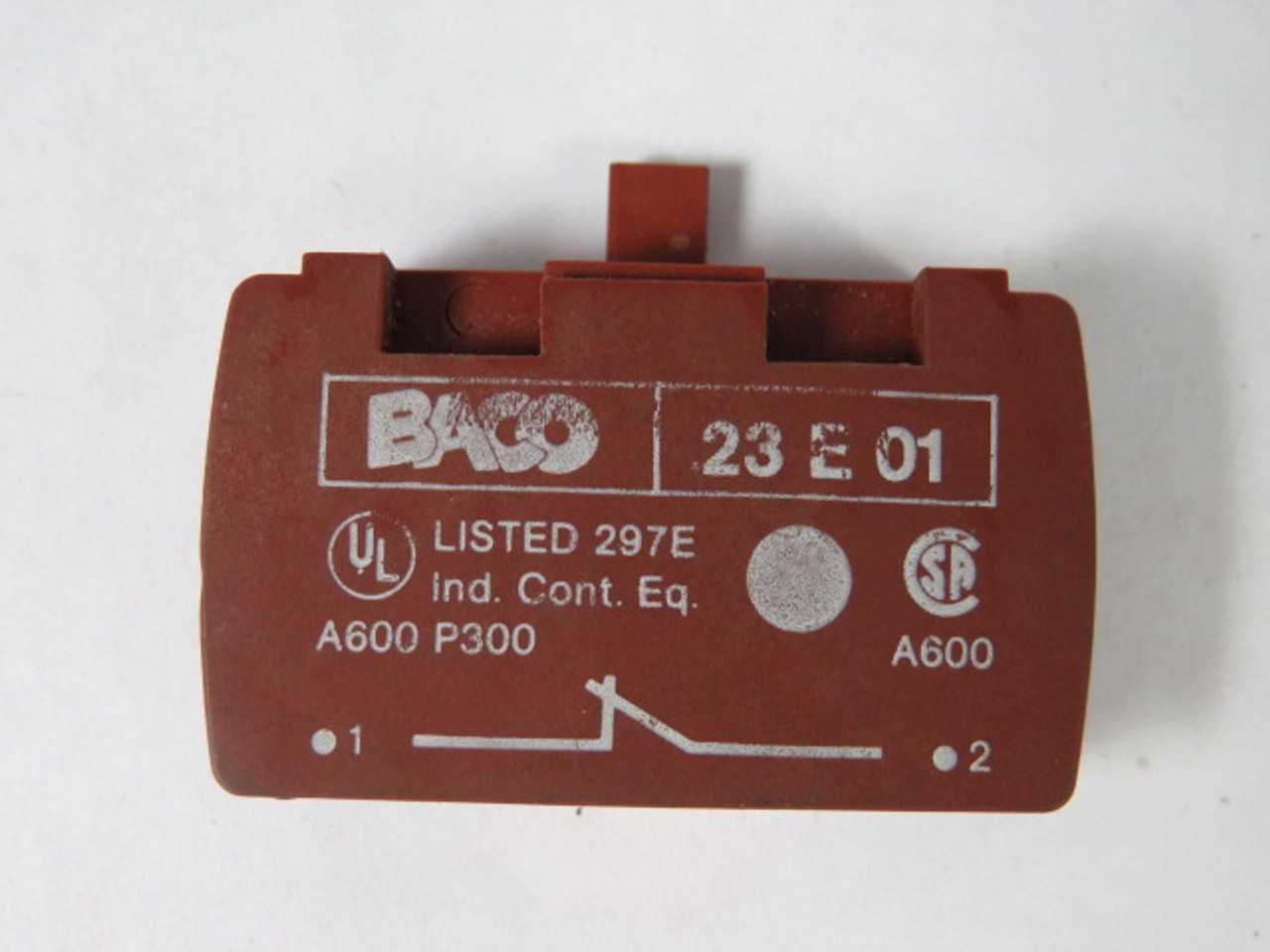 BACO 23E01 Contact Block 1NC 16A 660VAC Brown USED