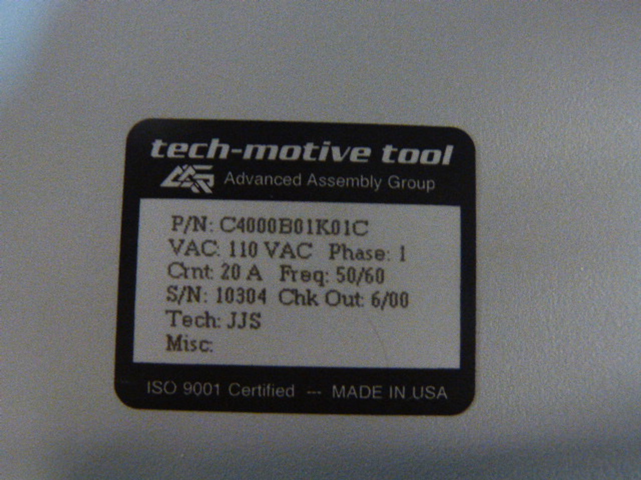 Tech Motive C4000B01K01C Compact Controller 1Ph 110VAC USED