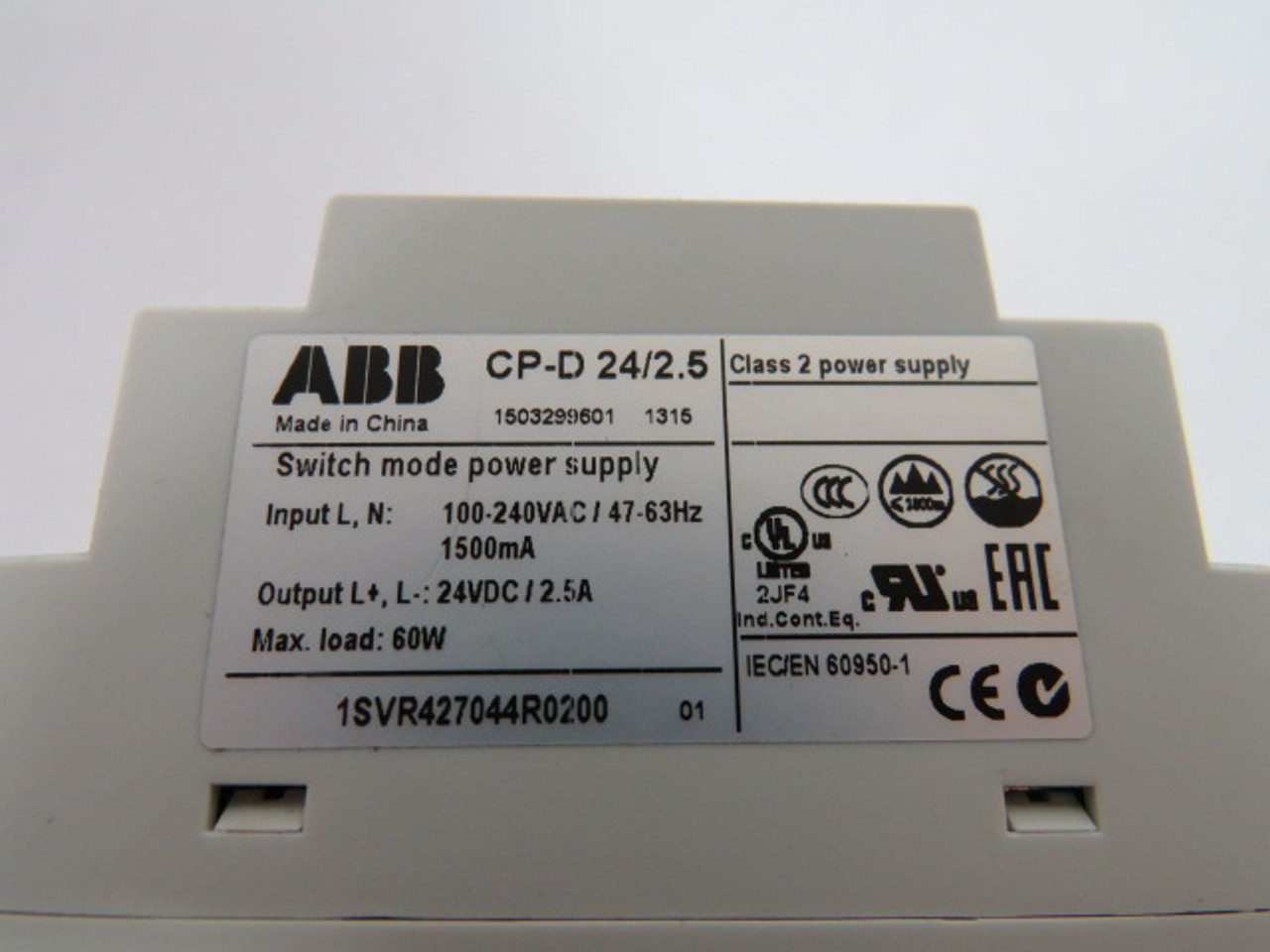 ABB 1SVR427044R0200 CP-D-24/2.5 Switching Power Supply Out. 24VDC 2.5A USED