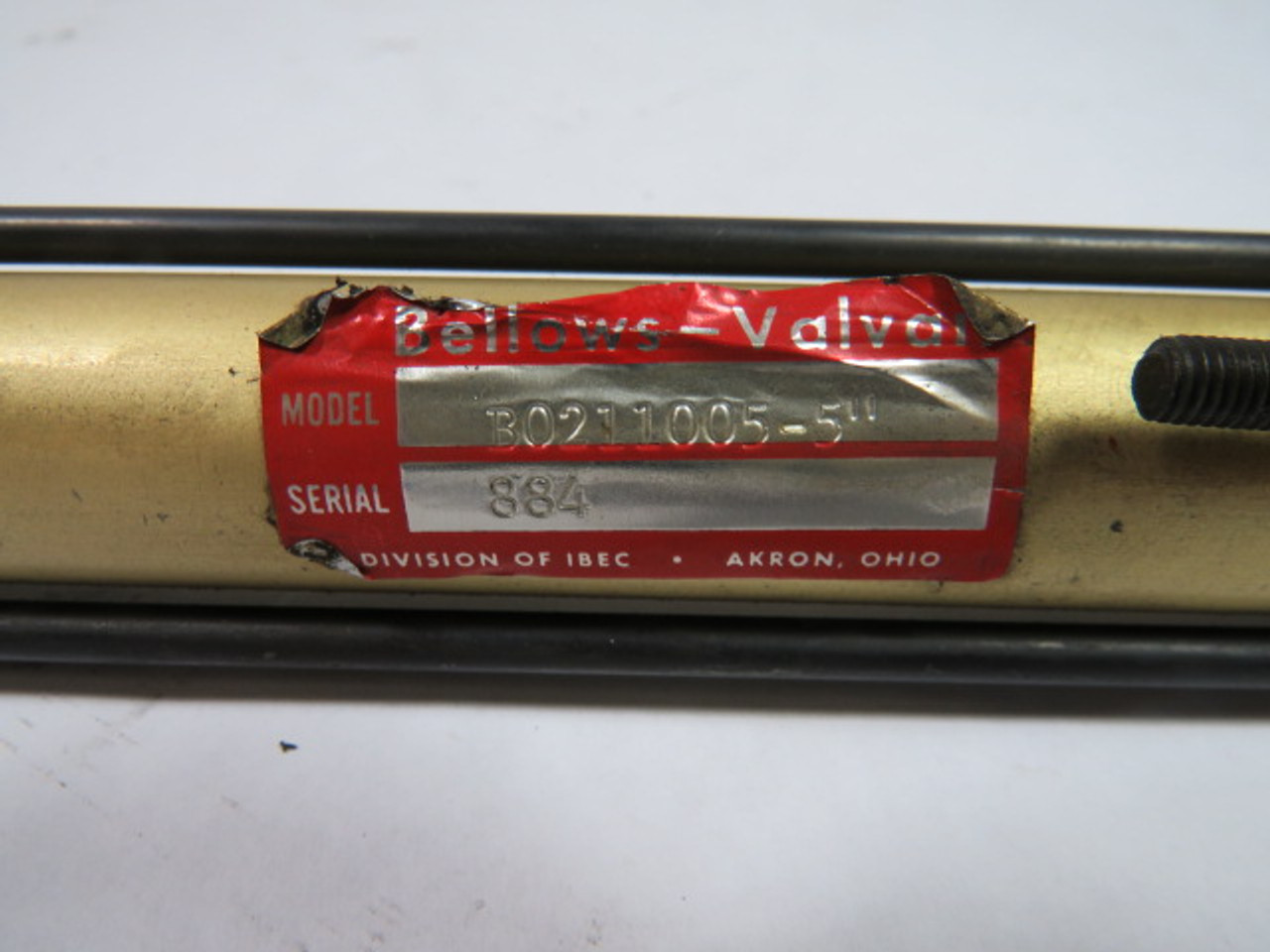 Bellows B-021-1005-5" Hydraulic Cylinder 1/4" Bore 5" Stroke USED