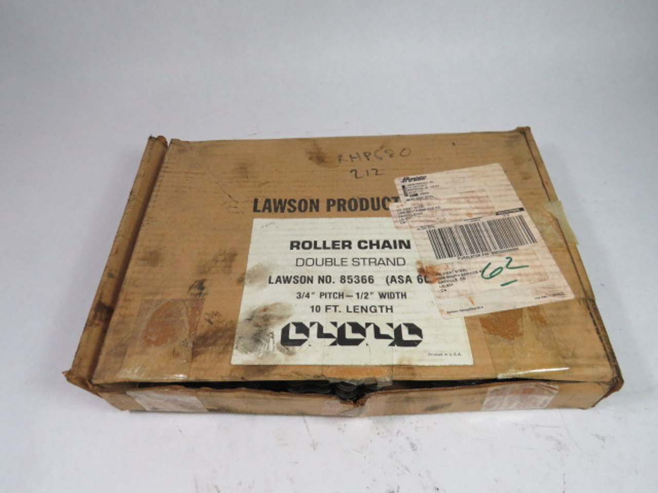 Lawson 85366 10' Long Roller Chain 3/4" Pitch 1/2" Width ! NEW !