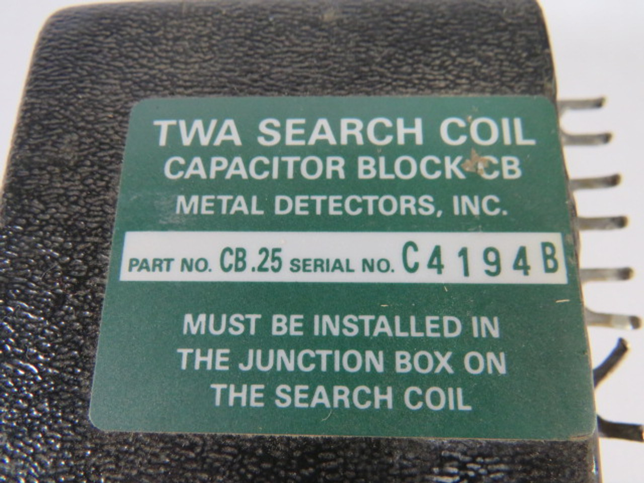 Metal Detectors Inc. CB.25 TWA Search Coil Capacitor Block CB USED