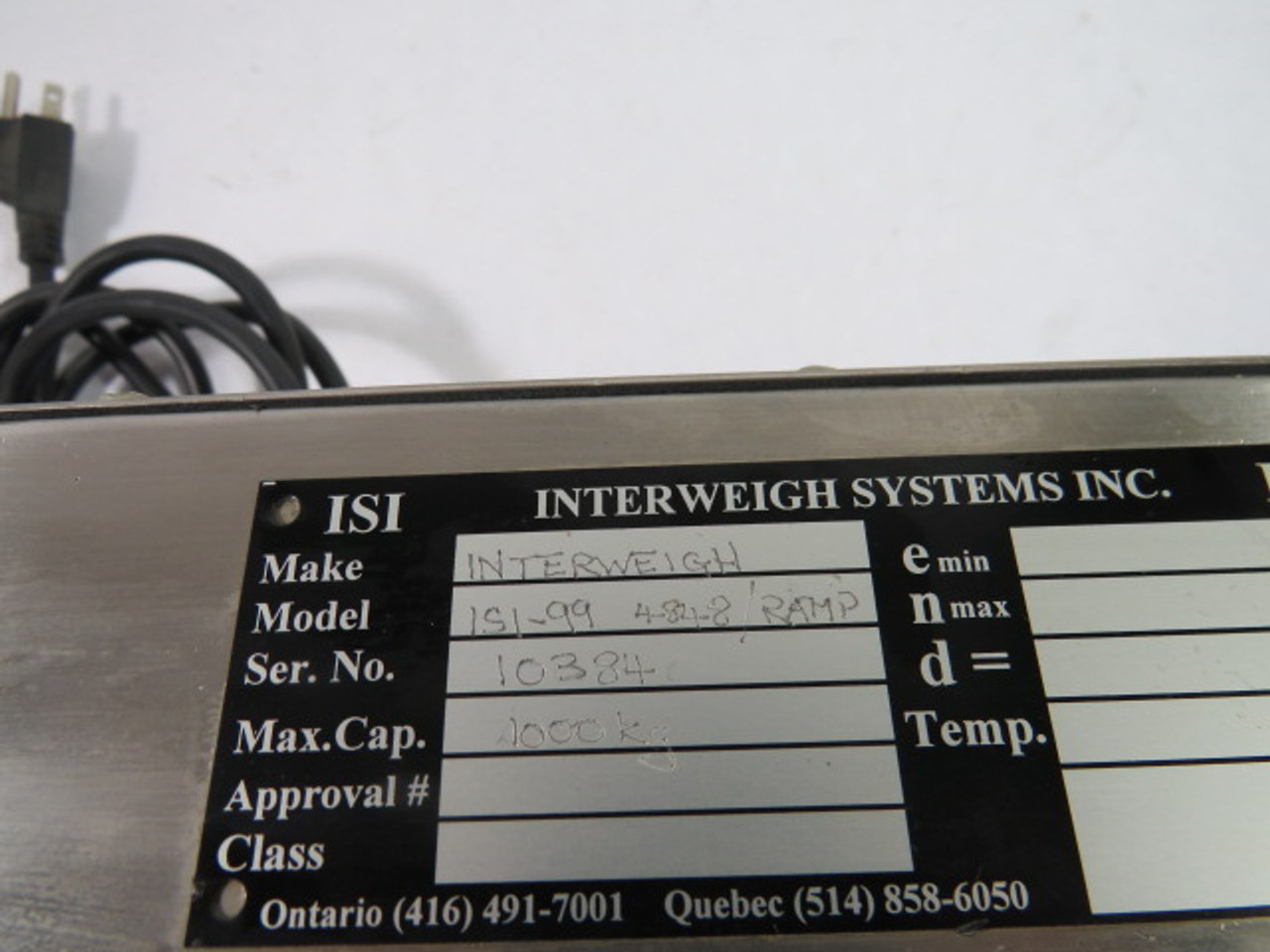 Interweigh Systems 1S1-99 Panel for Floor Scale 1000kg Capacity USED