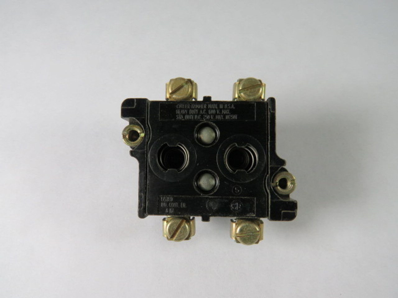 Cutler-Hammer 10250T2 Black Contact Block 2 NO 600VAC 250VDC USED