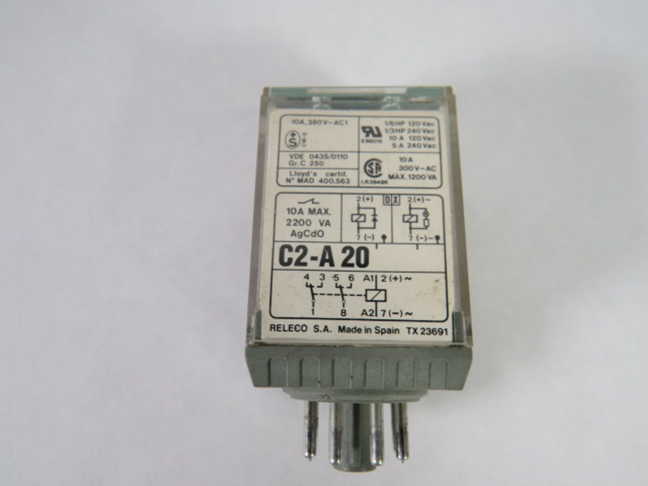Releco C2-A20/220VAC Relay 11mA 50HZ 10mA 60HZ 8-Pin USED