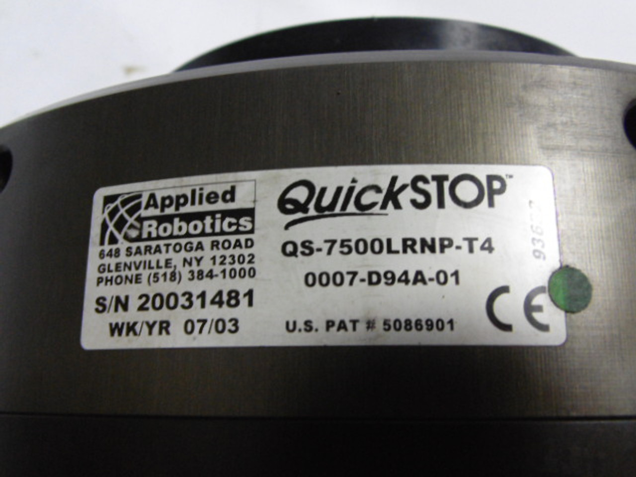 Applied Robotics Robotic Collision Sensor 120VAC 20-87PSIG 1007-2098Nm USED