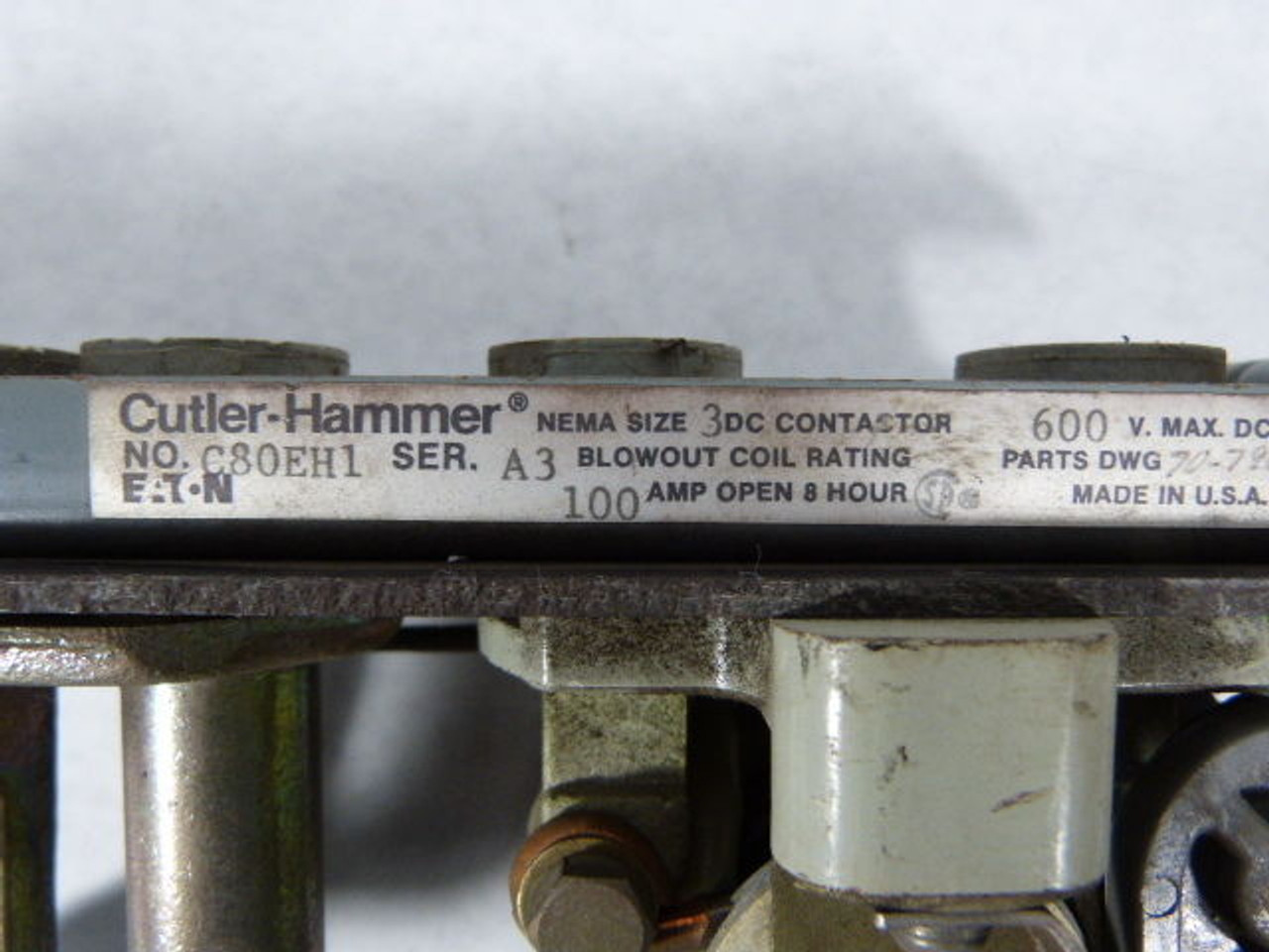 Cutler Hammer C80EH141 Contactor 1 Pole Nema 3 600VDC USED