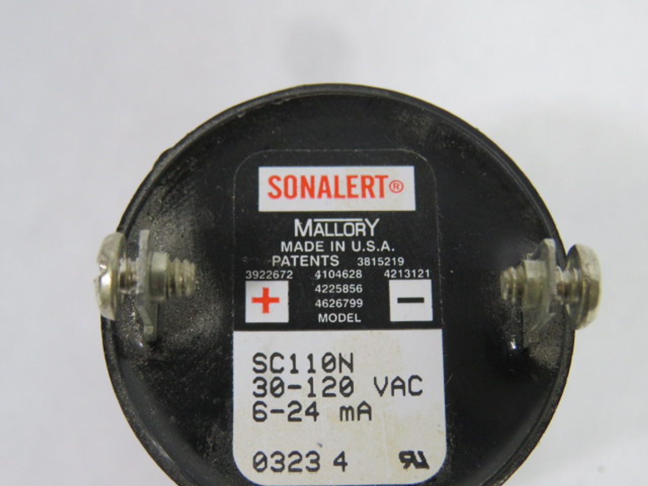 Mallory SC110N Sonalert Transducer 30-120VAC 6-24mA 95db 2900Hz. USED