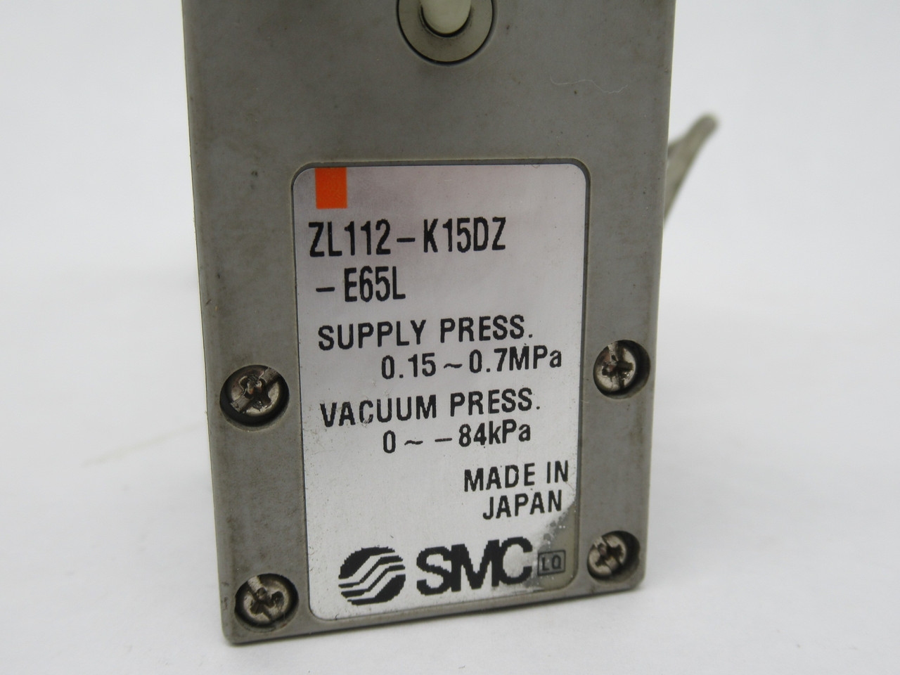 SMC ZL112-K15DZ-E65L Multistage Ejector 24VDC .15 to 7 MPa 0 to -84 kPa USED