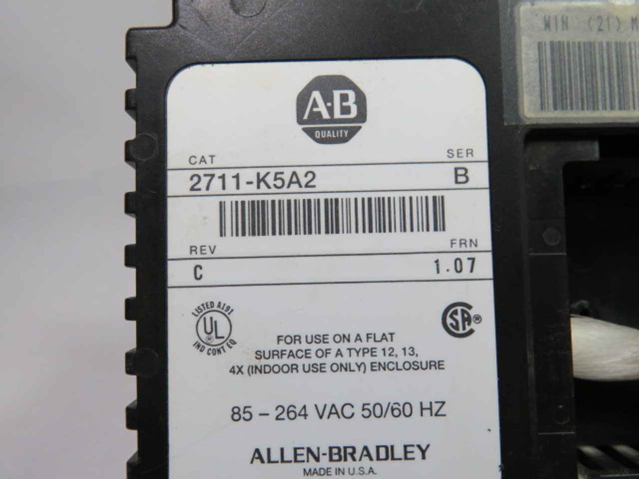 Allen-Bradley 2711-K5A2 Panelview 550 Ser. B *MISSING PIECES* ! AS IS !