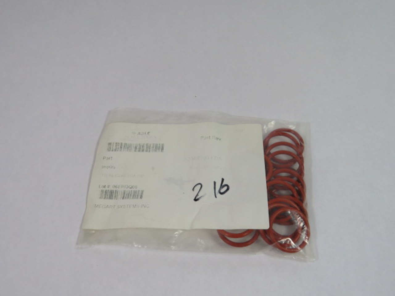 Able Seal 2-216S700-FDA Silicon O-Ring 28.17mm ID 35.23mm OD 15-PK ! NWB !