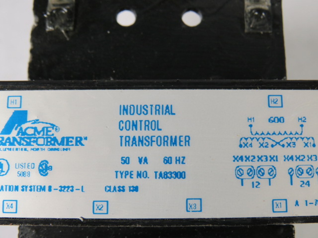 Acme Transformer TA83300 Transformer 1Ph 50VA Pri 600V Sec 12/24V 60Hz USED
