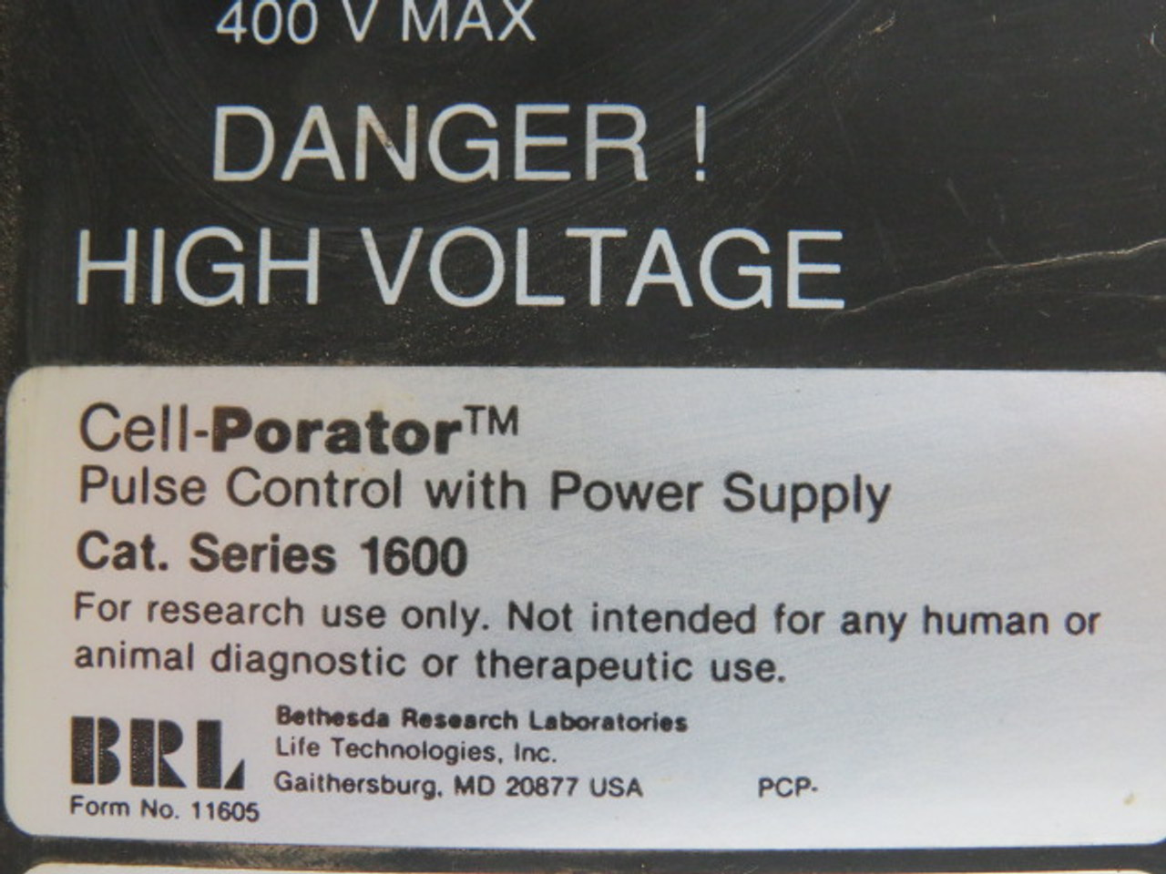 BRL Cell-Porator Pulso Control W/ Power Supply 1.0A/115V 0.5A/230V 45W USED