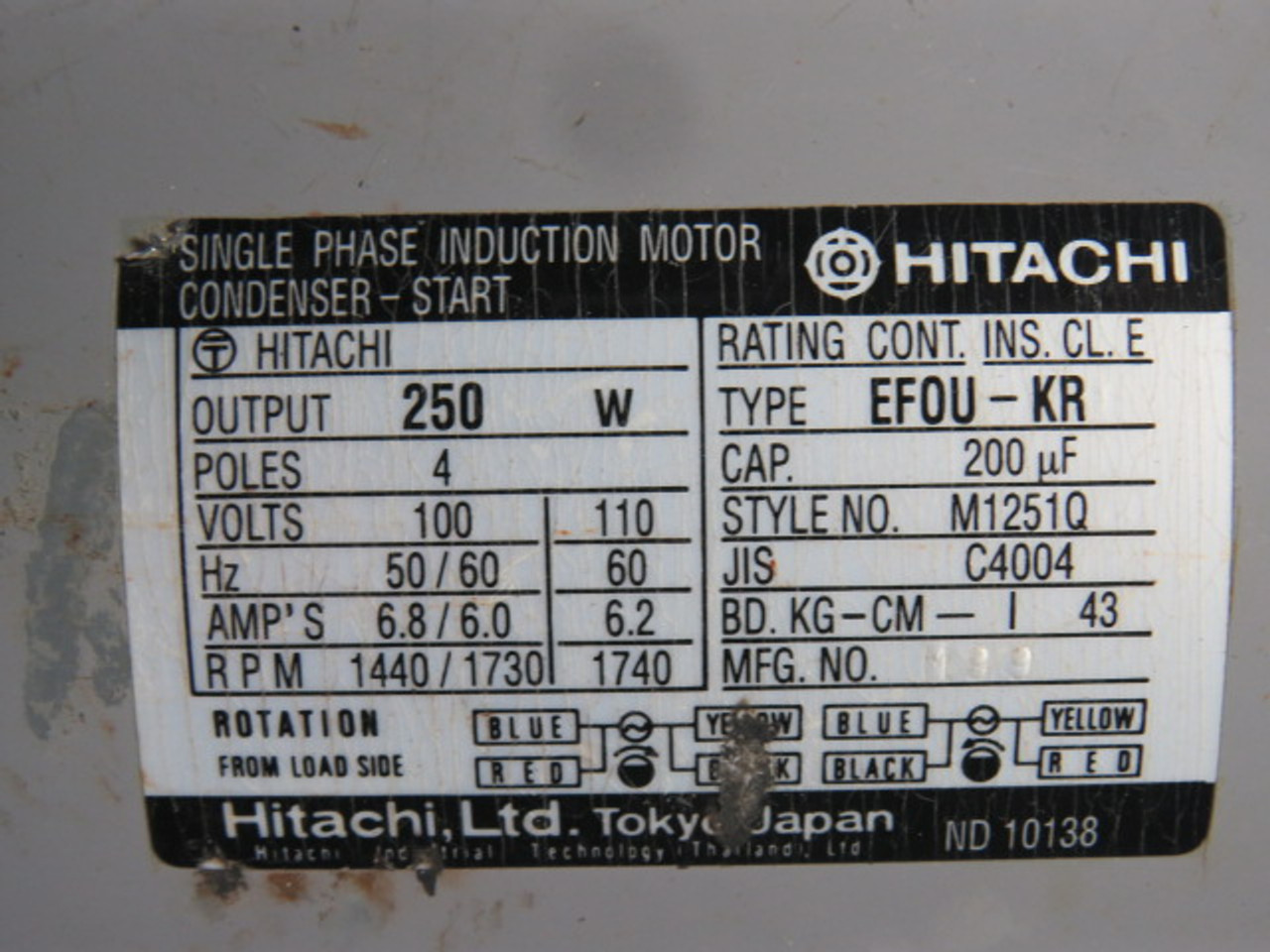 Mitsuvac MSV-100-1 C/W Motor Hitachi 0.25kW 1440/1730RPM 100/110V 71 DP USED