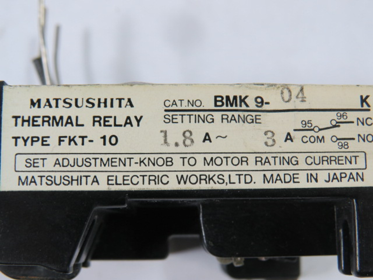 Matsushita BMK9-04-K Thermal Relay 1.8-3A USED