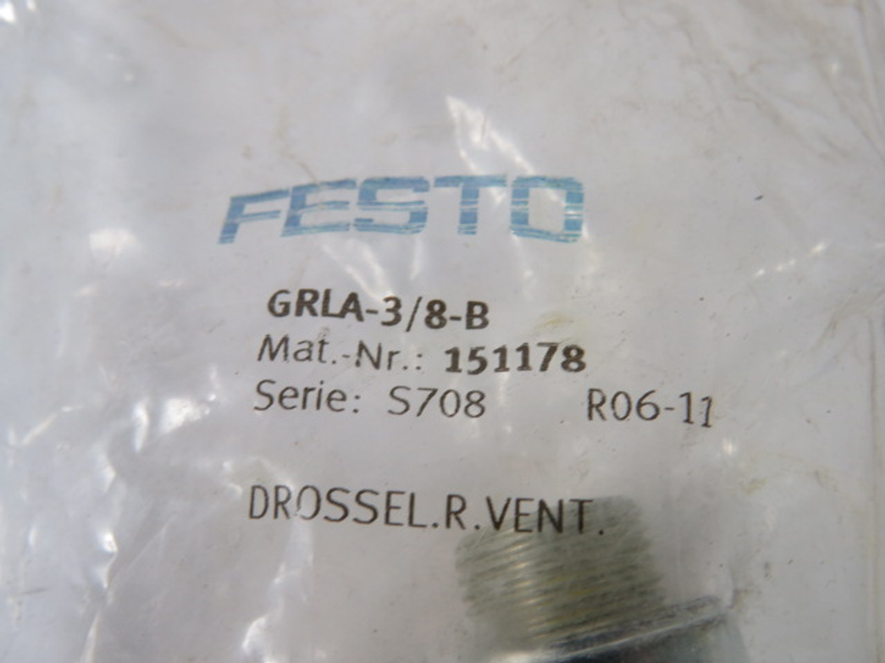 Festo GRLA-3/8-B Flow Control Valve 0.3-10Bar G3/8 1,450 l/min ! NWB !