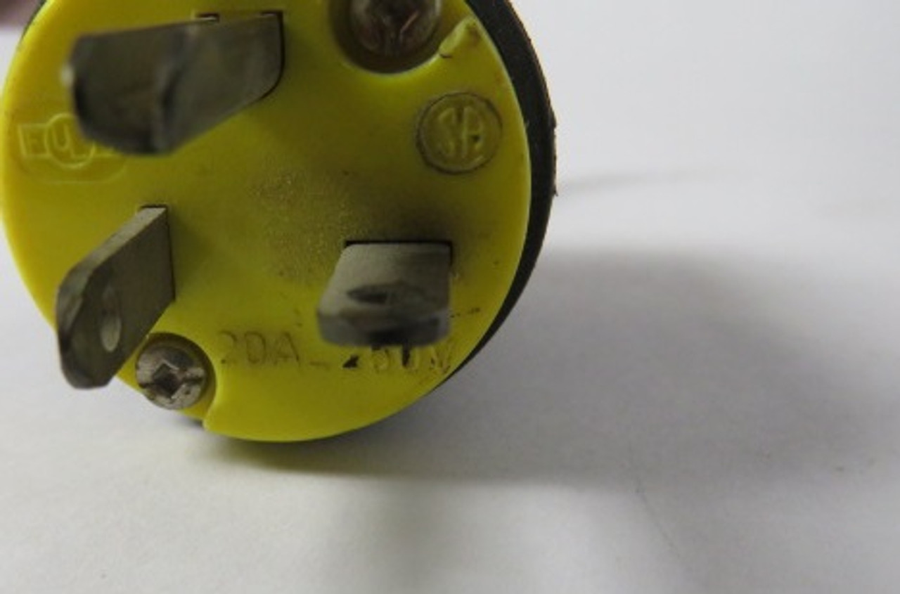 Pass & Seymour 5466-X Yellow/Black Hard Use Plug 20A 250V 3W 2P USED
