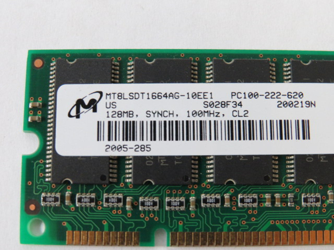 Micron MT8LSDT1664AG-10EE1 SDRAM 168-Pin PC-100 128MB 3.3V USED