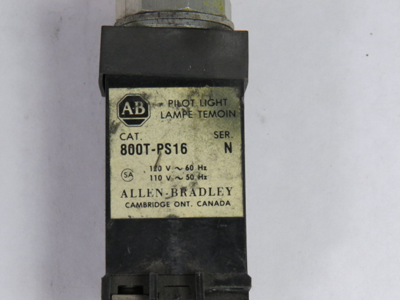 Allen-Bradley 800T-PS16 Series N Pilot Light 120VAC 50/60Hz USED