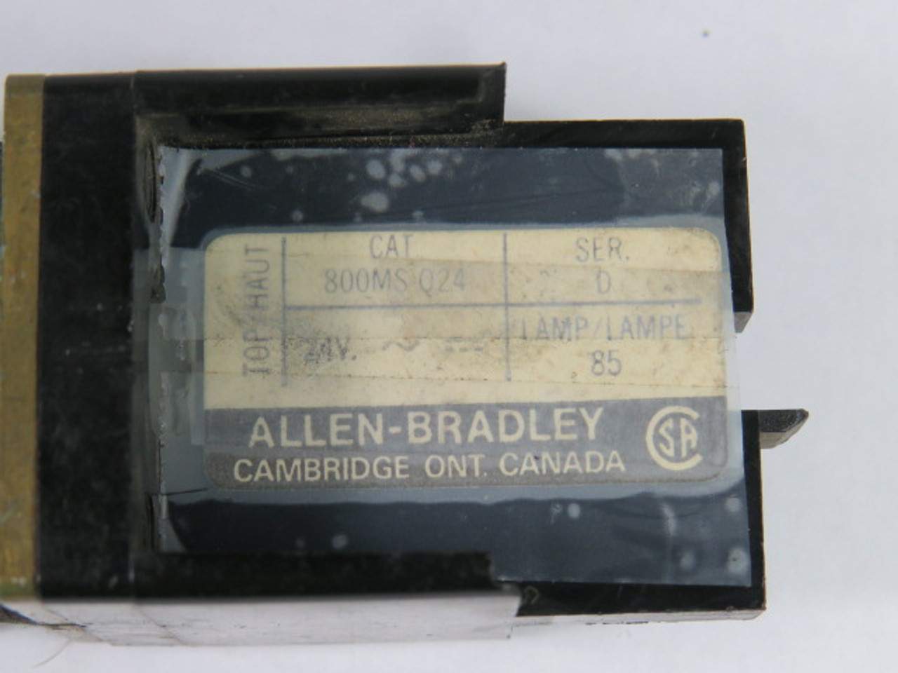 Allen-Bradley 800MS-Q24 Series D Pilot Light 24 VAC USED