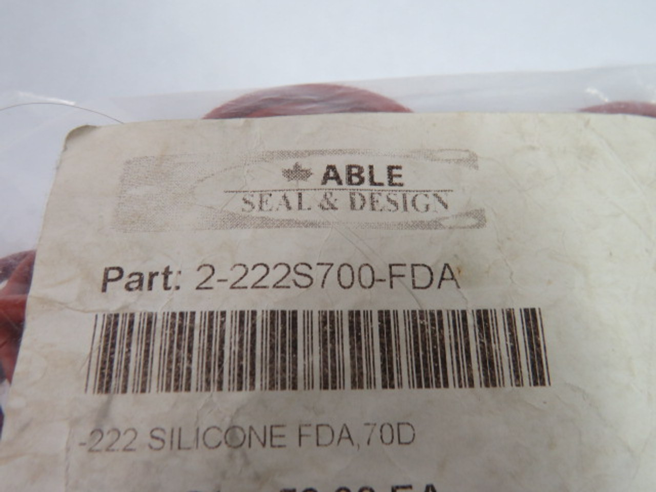 Able Seal 2-222S700-FDA Silicon O-Ring 40.64mm ID 51.31mm OD 50-PK ! NWB !