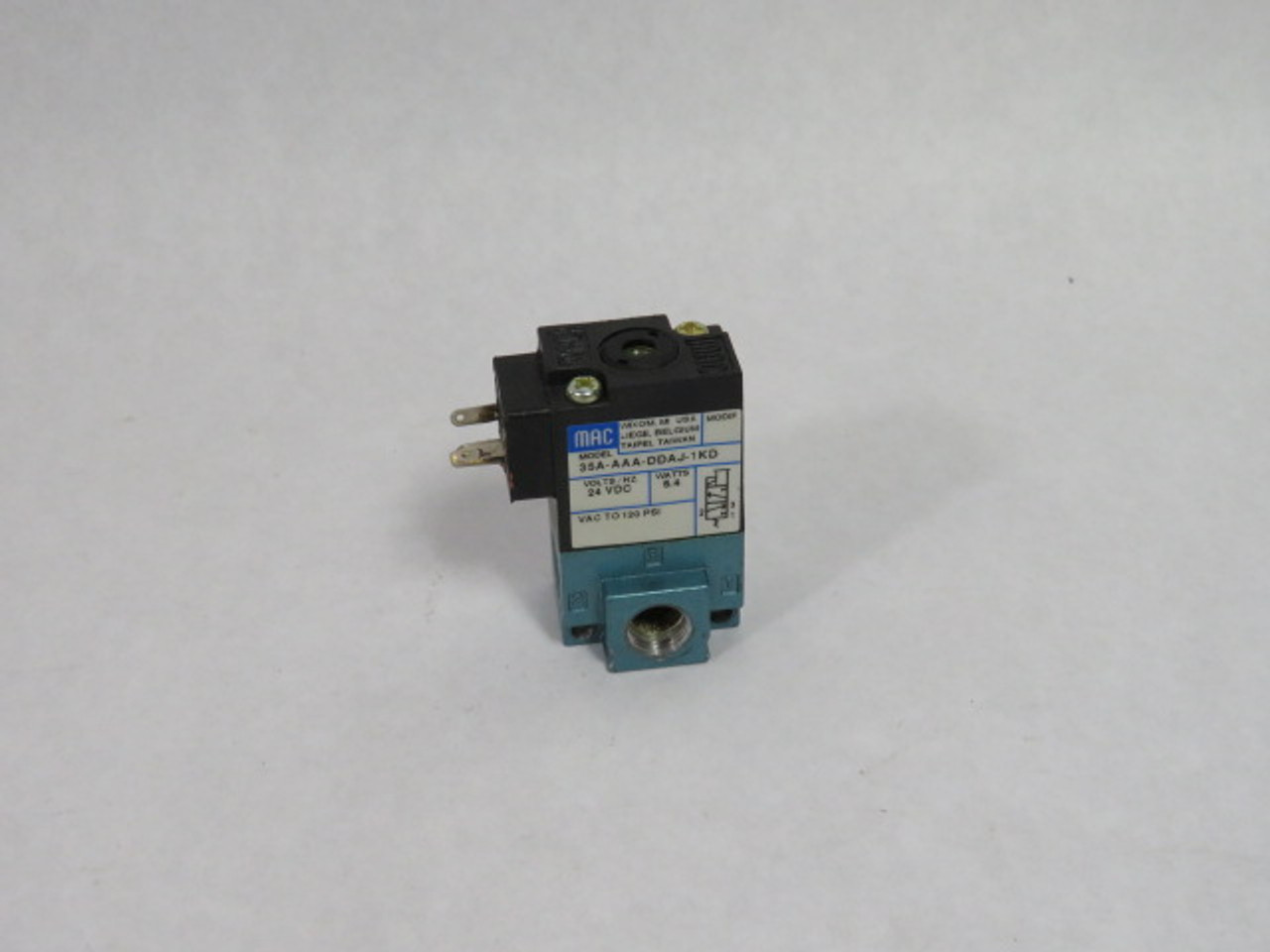 MAC 35A-AAA-DDAJ-1KD Solenoid Valve 24Vdc 5.4W *MISSING CONNECTOR* ! AS IS !