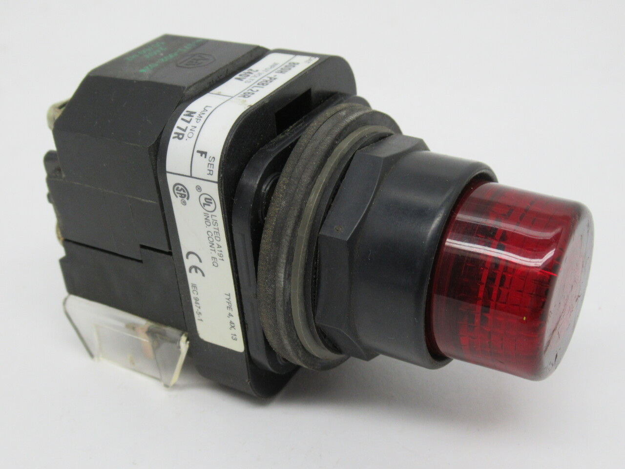 Allen-Bradley 800H-PRBL26R Series F Push Button 240V Red Extended 1NO 1NC USED