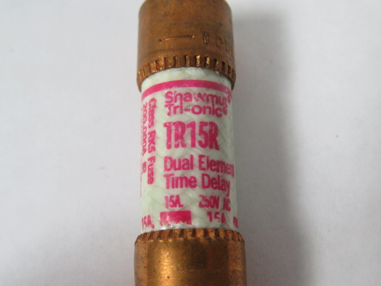 Gould Shawmut TR15R Tri-onic Dual Element Time Delay Fuse 15A 250VAC USED