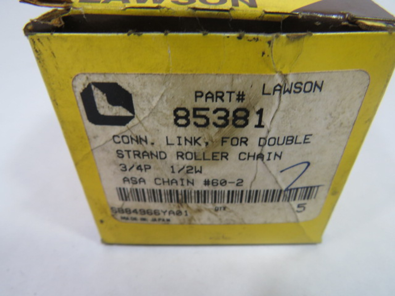 Lawson 85381 Double Strand Roller Chain Connecting Link 3/4"P 1/2"W 10PK ! NEW !