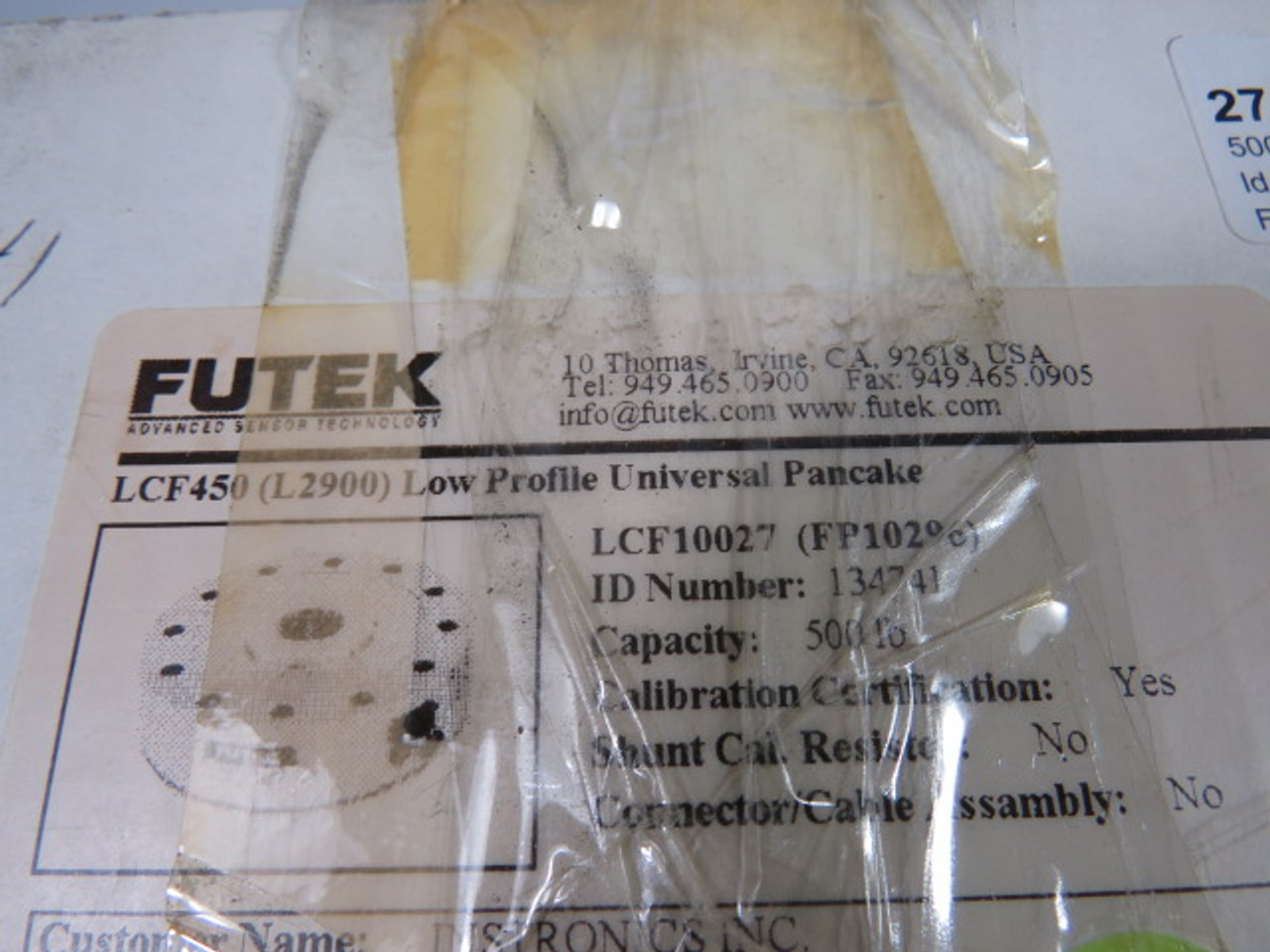Futek LCF450 L2900 Pancake Load Cell 500lbs use w/IPM500 ! NEW !