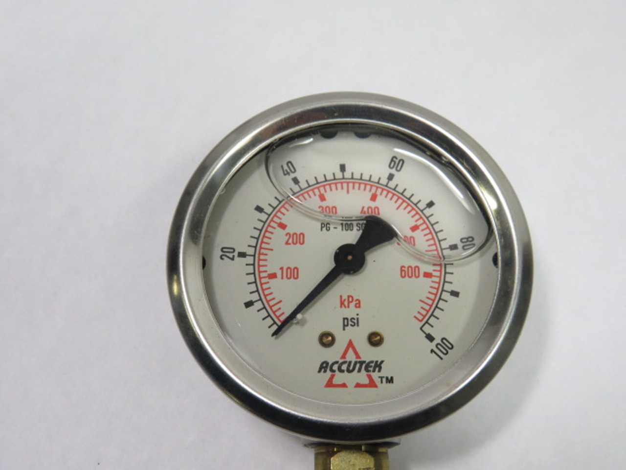 Accutek PG-100SG-25 Pressure Gauge 1/4" NPT 0-100 PSI 2.5" Dial Face USED
