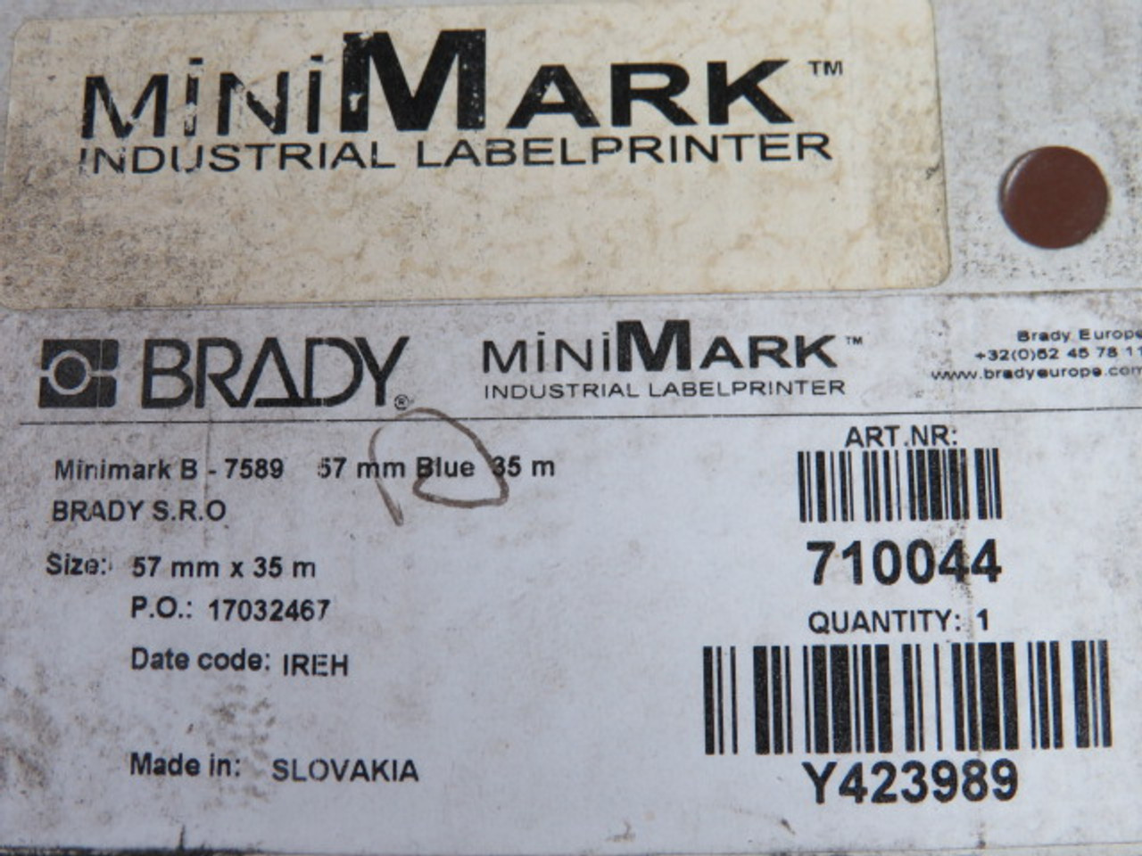 Brady 710044 Adhesive Label Tape Blue 57mm x 35m ! NEW !