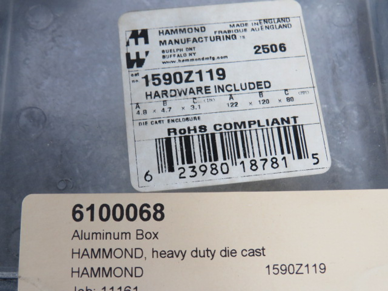 Hammond 1590Z119 Diecast Aluminum Enclosure 4.8x2.4x4.8" ! NEW !