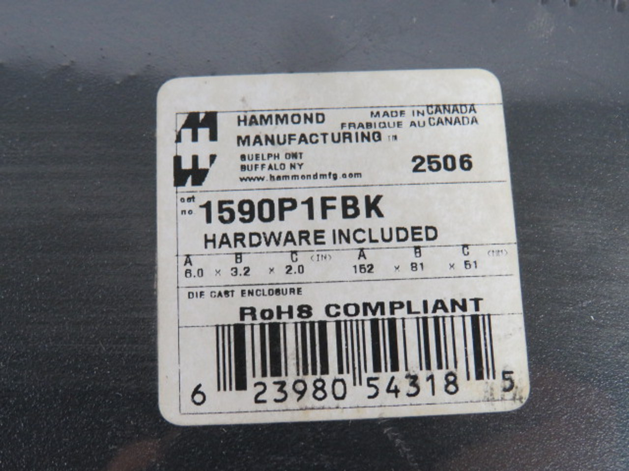 Hammond 1590P1FBK Diecast Aluminum Enclosure 6.01x3.2x6" ! NEW !