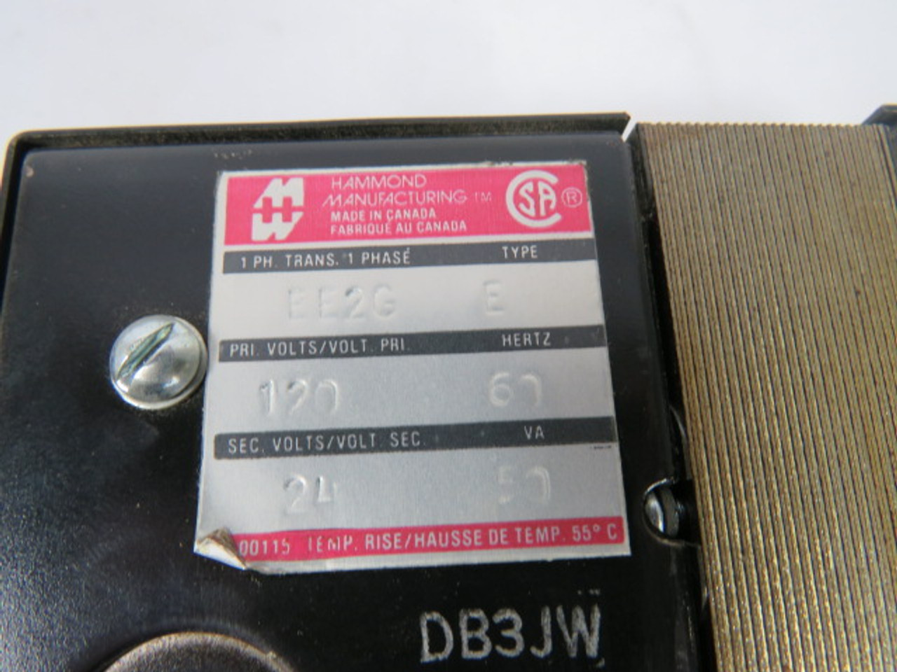 Hammond EE2G Transformer 50VA Pri 120V Sec 24V 1Ph 60Hz ! NEW !