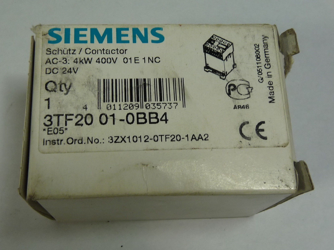 Siemens 3TF20-01-0BB4 Contactor 9 AMP 3 Pole 24 VDC USED