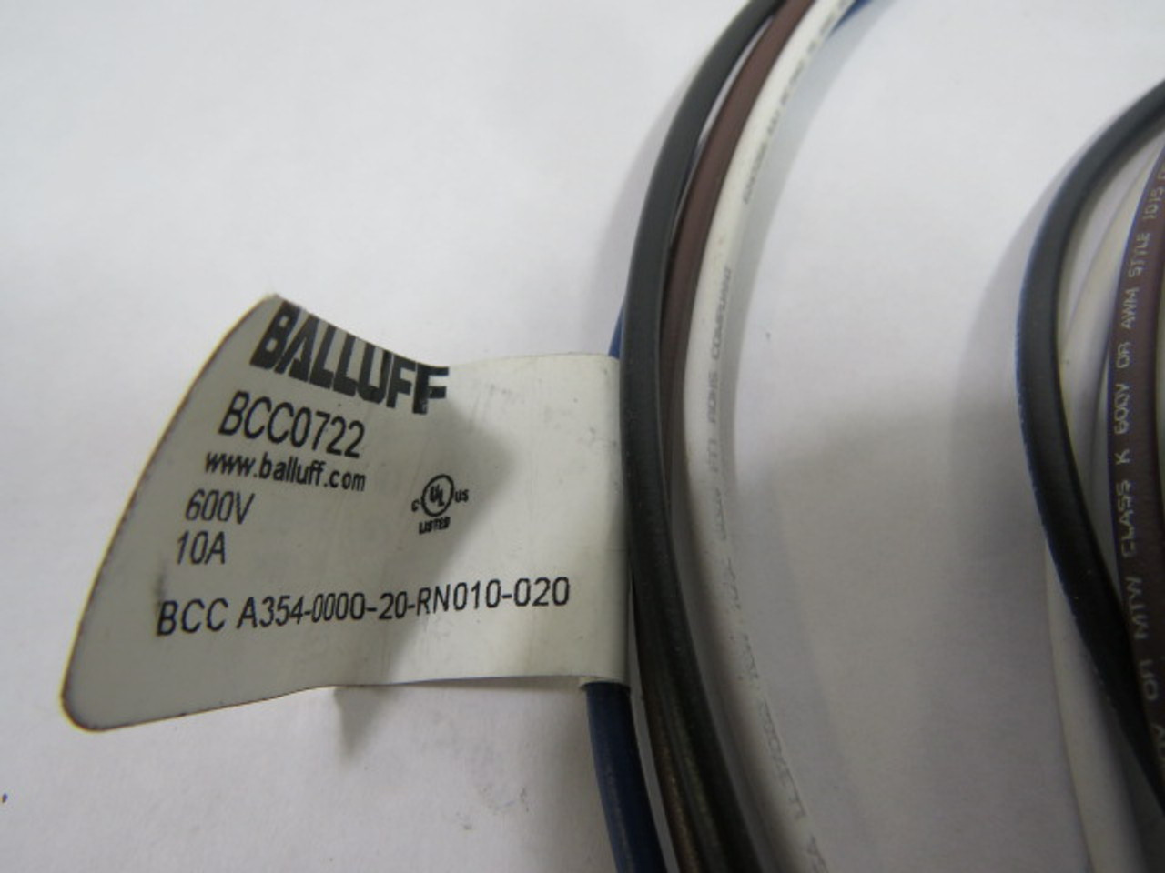 Balluff BCC0722 7/8" Male 4Pole Connector Cable 600VAC/DC 10A USED