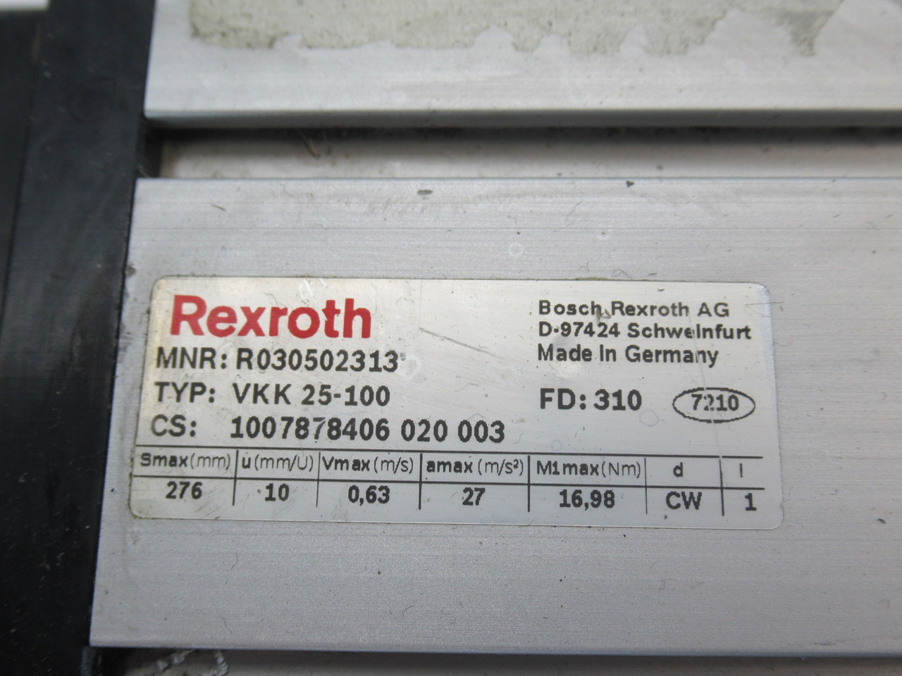 Rexroth VKK 25-100 Feed Module 25x100mm USED